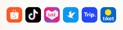 Shopee, TikTok, Lazada, AirAsia, Trip.com dan tiket.com